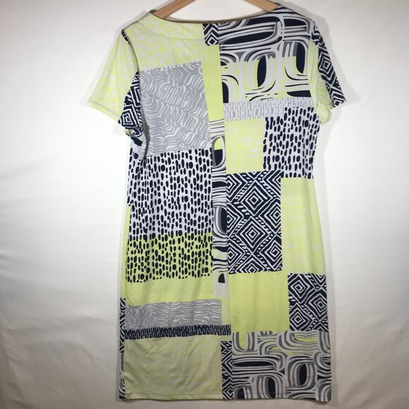 Easy Wear By Chico's Women's 1 Yellow Short Sleeve Dress - Picture 4 of 9